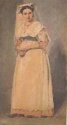 Jean Baptiste Camille  Corot L'Italienne d'Albano en grand costume (mk11) Sweden oil painting artist